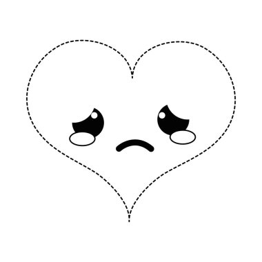 noktalı şekli kalp tutku kawaii karakter vektör çizim ağlıyor