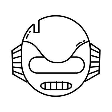 çizgi teknoloji robot kafa kulak ve ağız ile illüstrasyon vektör