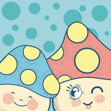 Noktalar karikatür vektör çizim grafik tasarım ile şirin mantar