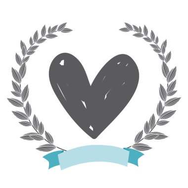 Rustik kalp yaprakları elle çizilmiş simge vektör çizim grafik tasarım ile