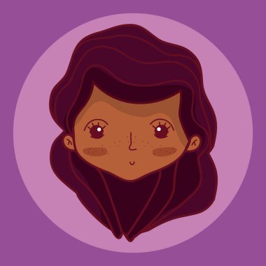 Güzel küçük kız yüz karikatür vektör çizim grafik tasarım