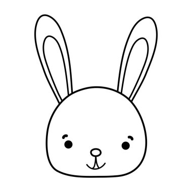 satır gülümseme tavşan baş vahşi hayvan vektör çizim
