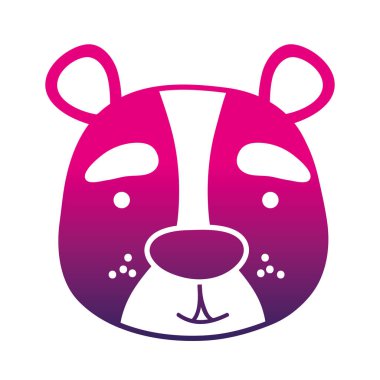 siluet gülümseme ayı baş vahşi hayvan vektör çizim renk