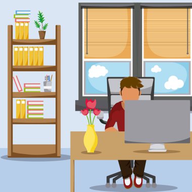 Office vektör çizim grafik tasarım, Genç adam