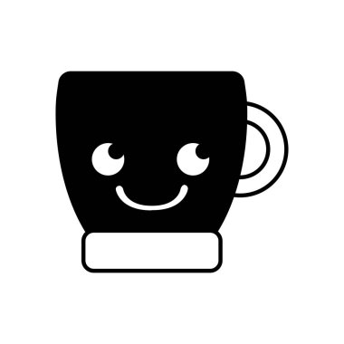 kontur gülümseme kahve Kupası kawaii karikatür vektör çizim