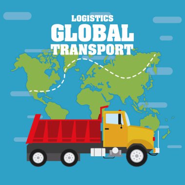Teslim araç dünya harita arka plan vektör çizim grafik tasarım üzerine