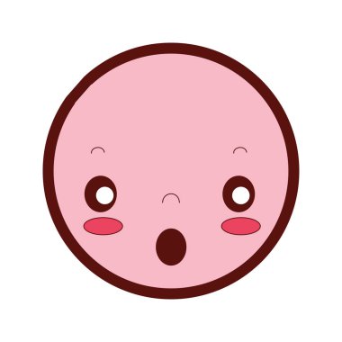 çizgi rengi kawaii baş sevimli korkmuş yüz vektör çizim ile