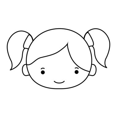 Kız kafasını iki kuyruk saç vektör çizim ile satır