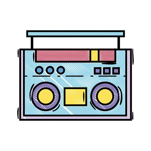 Tecnología Objeto Radio Rallado Para Escuchar Ilustración Vectorial Música — Vector de stock