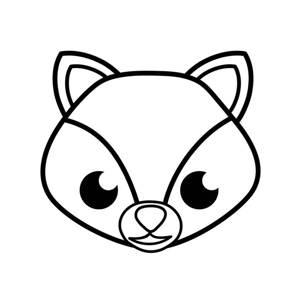 Szczęśliwy Fox Linii Głowa Ilustracja Wektor Zwierzę Ładny — Wektor stockowy