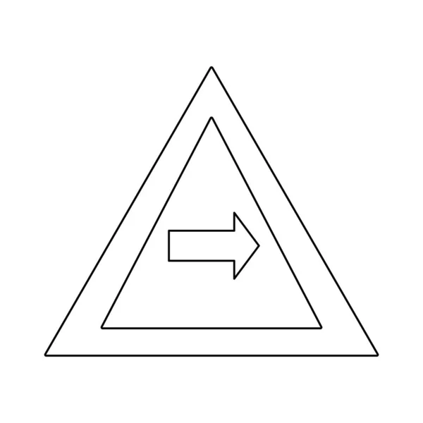 Ligne Triangle Avertissements Avec Indication Virage Droite Illustration Vectorielle — Image vectorielle