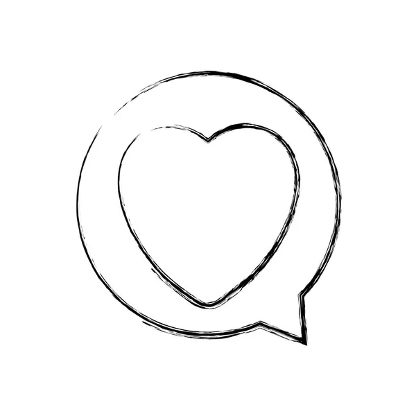 Figure Heart Sign Love Chat Bubble Vector Illustration — Stock Vector