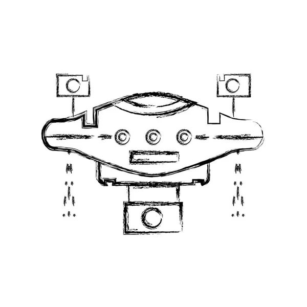 Figurentechnologie Drohne Mit Propeller Und Digitaler Kamera Vektor Illustration — Stockvektor