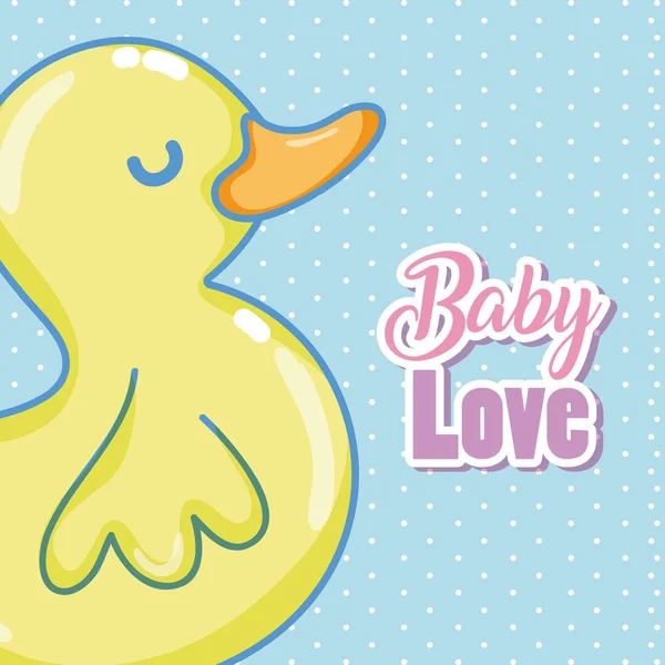 Bebé Amor Dibujos Animados Con Ducky Vector Ilustración Diseño — Vector de stock