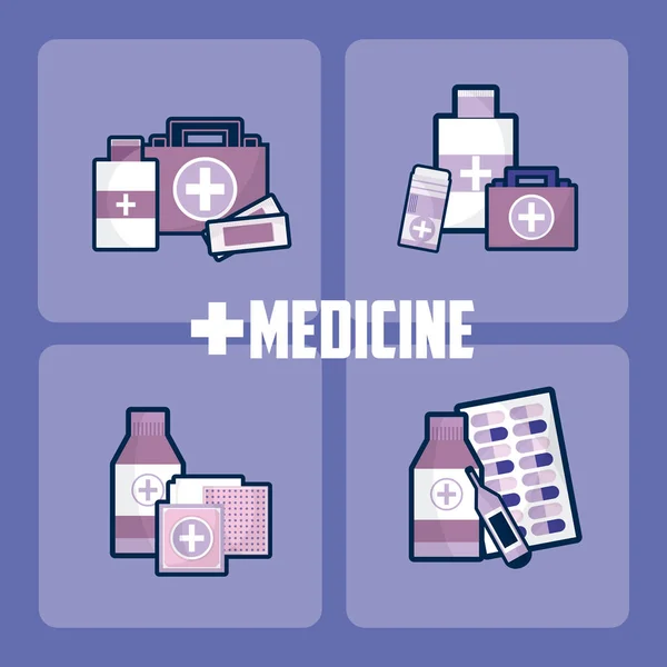 Set Medicine Drugs Icons Vector Illustration Graphic Design — Stock Vector