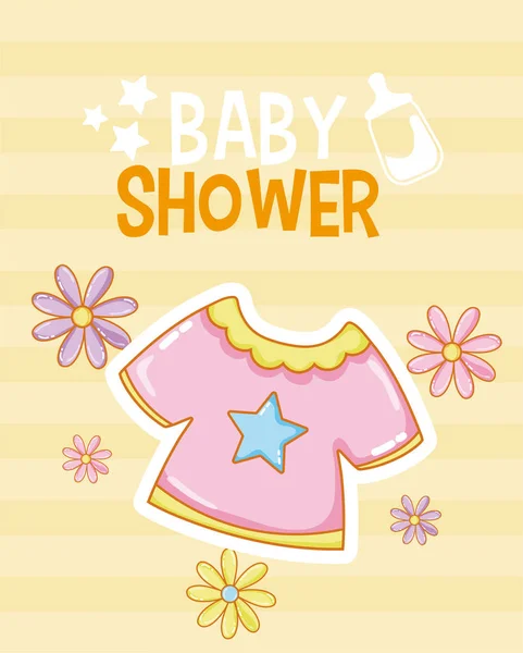 Baby Douche Gele Kaart Vector Illustratie Grafisch Ontwerp — Stockvector