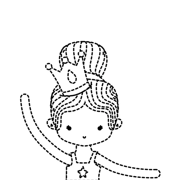 点状女孩练习芭蕾与包子毛和冠向量例证 — 图库矢量图片