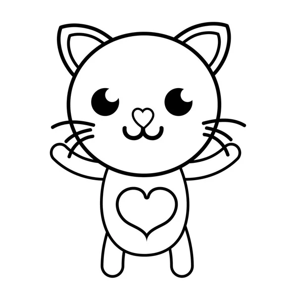 Ilustracja Linia Uśmiech Kot Cute Kotów Wektor Zwierzę — Wektor stockowy