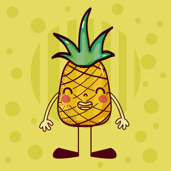 Piña Lindo Divertido Vector Dibujos Animados Ilustración Diseño Gráfico — Vector de stock