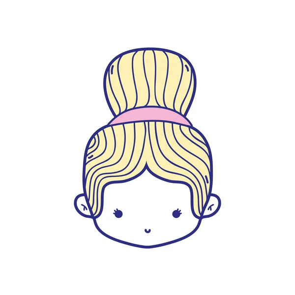 Tête Fille Colorée Avec Illustration Vectorielle Conception Cheveux Chignon — Image vectorielle