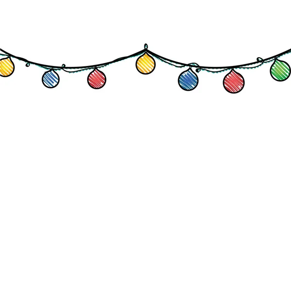 Rallado Feliz Navidad Luces Decoración Diseño Vector Ilustración — Archivo Imágenes Vectoriales