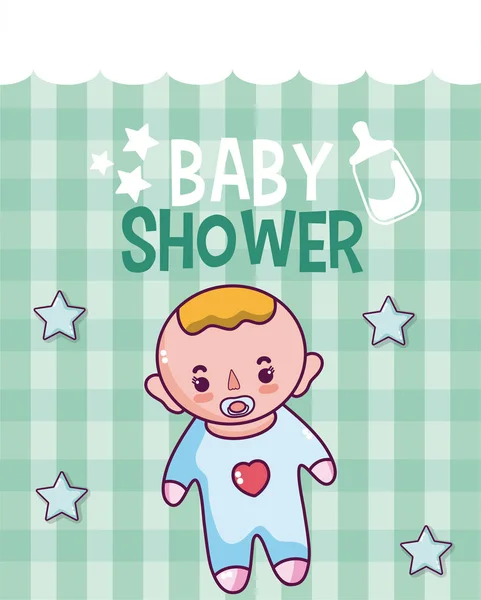 Baby Dusche Niedliche Karte Mit Cartoons Vektor Illustration Grafik Design — Stockvektor