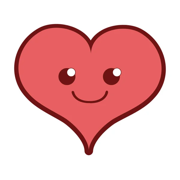 Χρώμα Γραμμής Χαμόγελο Καρδιά Kawaii Πάθος Χαρακτήρα Εικονογράφηση Διάνυσμα — Διανυσματικό Αρχείο