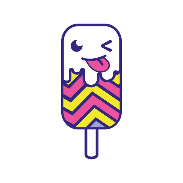 Volle Farbe Lustig Und Süß Eis Lolly Und Regenbogen Kawaii — Stockvektor
