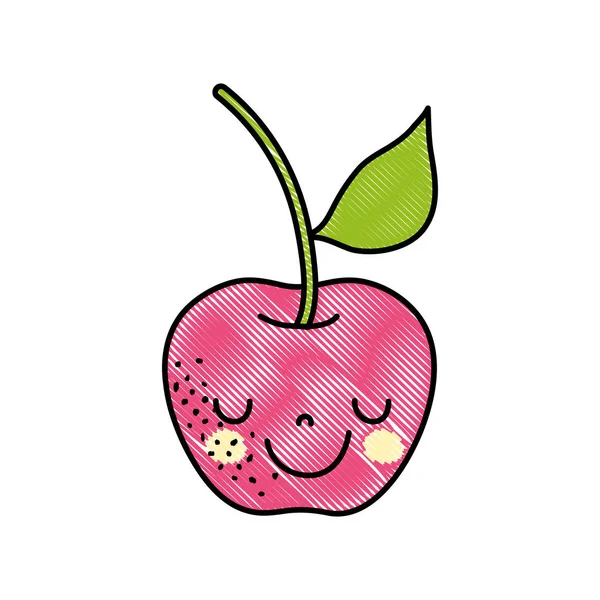 Rallado Feliz Manzana Fruta Tierna Kawaii Vector Ilustración — Vector de stock