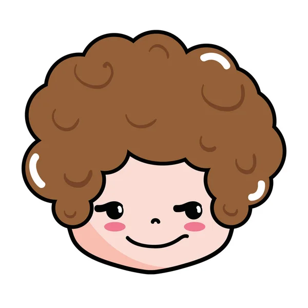 Desenho no estilo kawaii de linda garota com cabelo cacheado