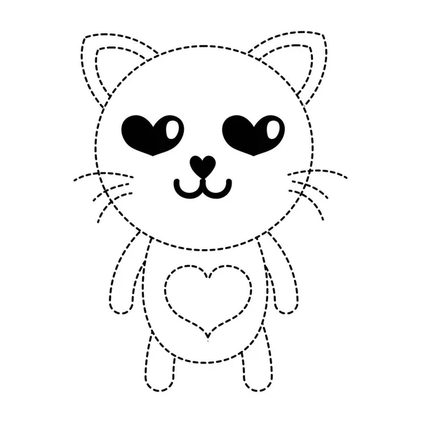 点線図形夢中猫かわいいネコ科動物のベクトル図 — ストックベクタ