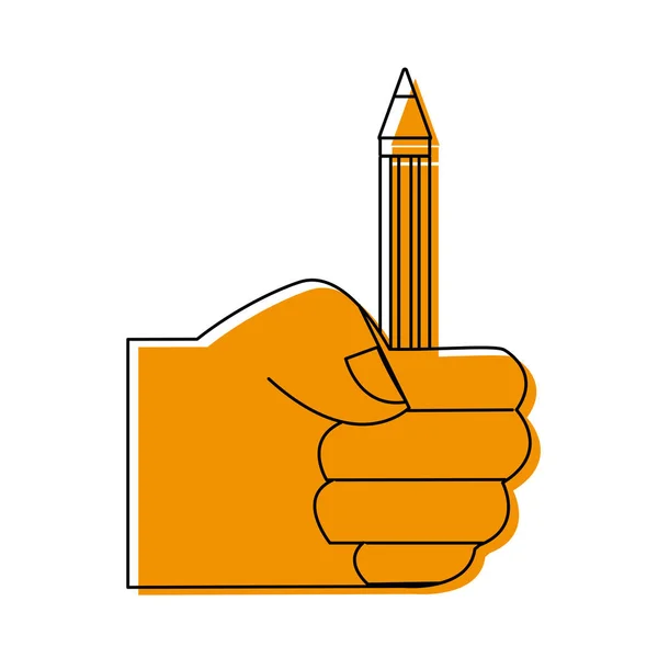 Main Couleur Avec Ustensile Crayon École Pour Étudier Illustration Vectorielle — Image vectorielle