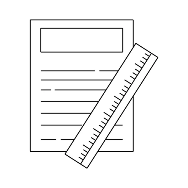 定規オブジェクト デザイン ベクトル図と線紙の文書 — ストックベクタ