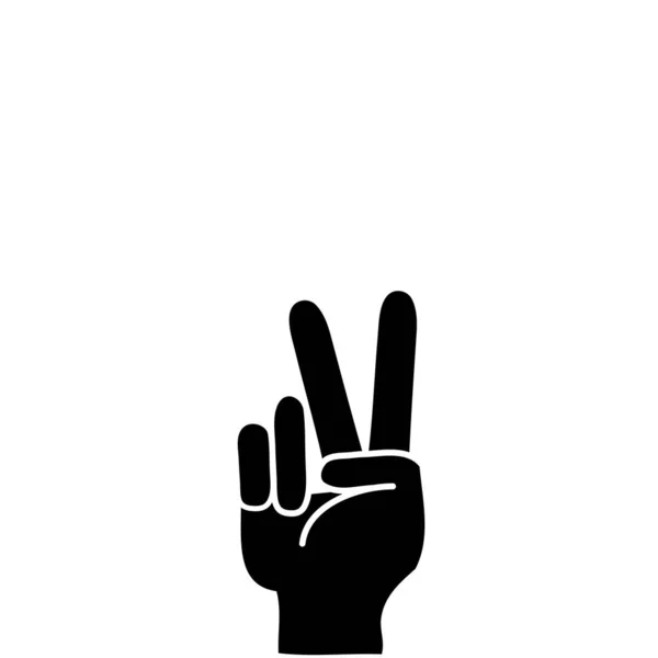 Contour Hand Peace Love Gesture Symbol Vector Illustration — Stock Vector