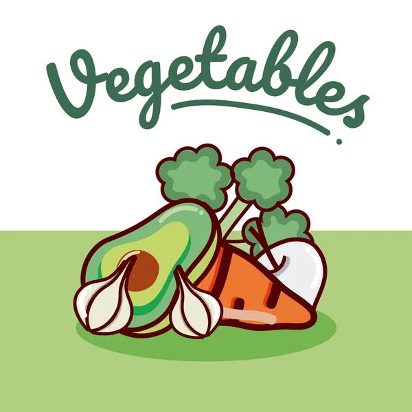 Conjunto Verduras Sobre Fondo Blanco Verde — Vector de stock