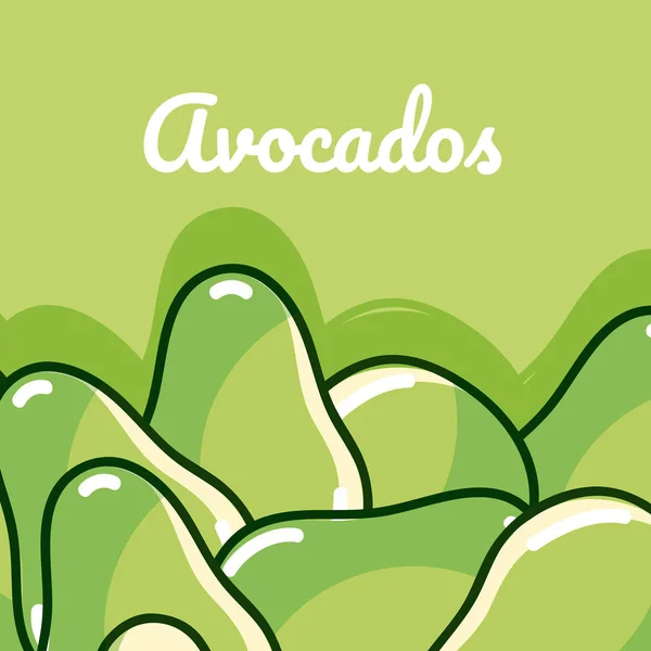 Avocados Natural Organic Vegetables Cartoons Vector Illustration Graphic Design — Stock Vector