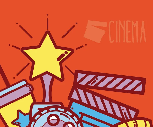 Cinema Retro Desenhos Animados Coloridos Design Vetorial Ilustração Design Gráfico — Vetor de Stock