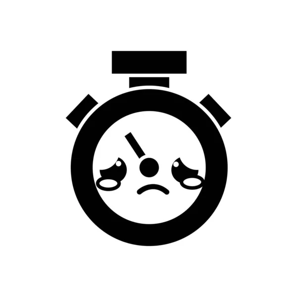 Contour Sad Cute Chronometer Object Kawaii Vector Illustration — Stock Vector