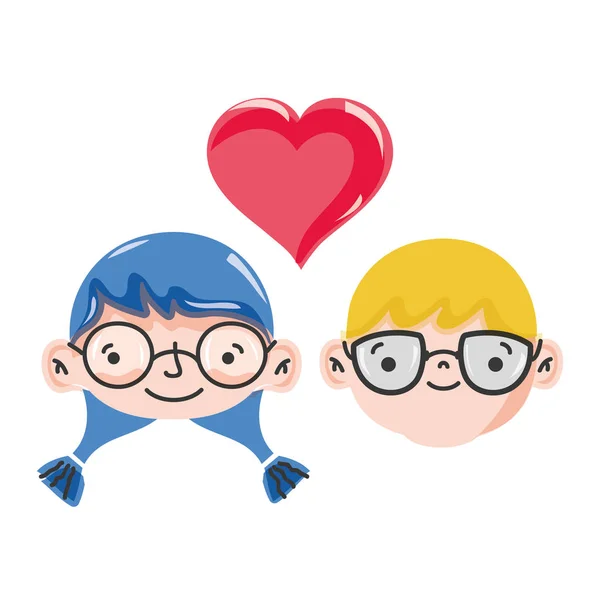 Paar Kopf Zusammen Mit Herz Liebe Symbol Vektor Illustration — Stockvektor