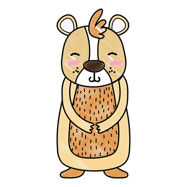 Тертый Милый Улыбка Медведя Дикие Животные Векторные Иллюстрации — стоковый вектор
