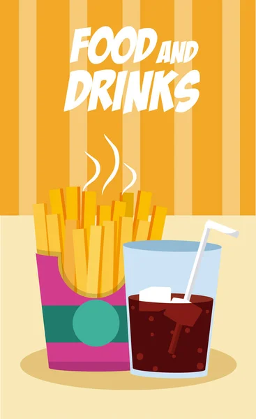 Comida Rápida Combo Con Soda Vector Ilustración Diseño Gráfico — Vector de stock