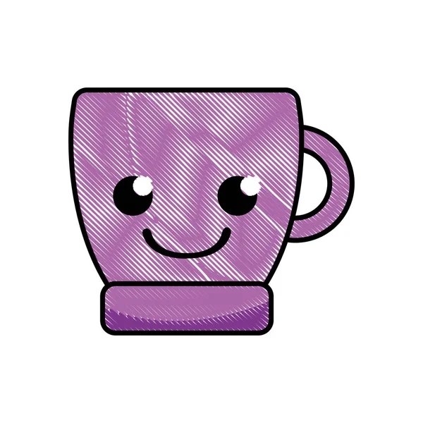 Geriebenes Lächeln Kaffeetasse Kawaii Cartoon Vektor Illustration — Stockvektor