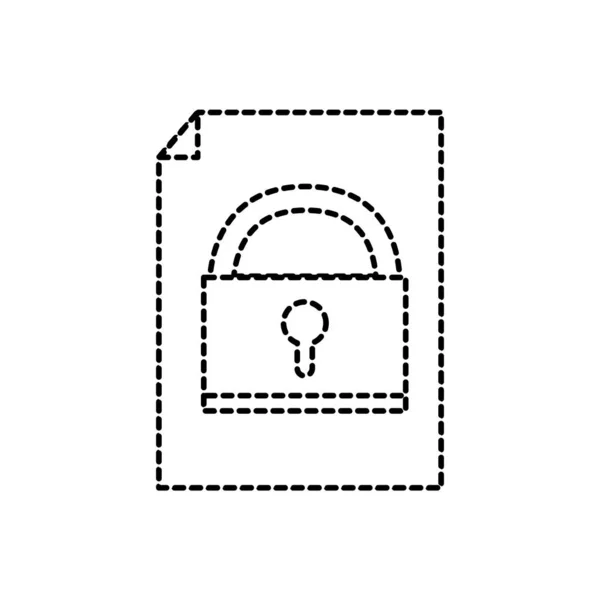 Forme Pointillée Cadenas Secutity Symbole Intérieur Feuille Papier Vecteur Illusion — Image vectorielle