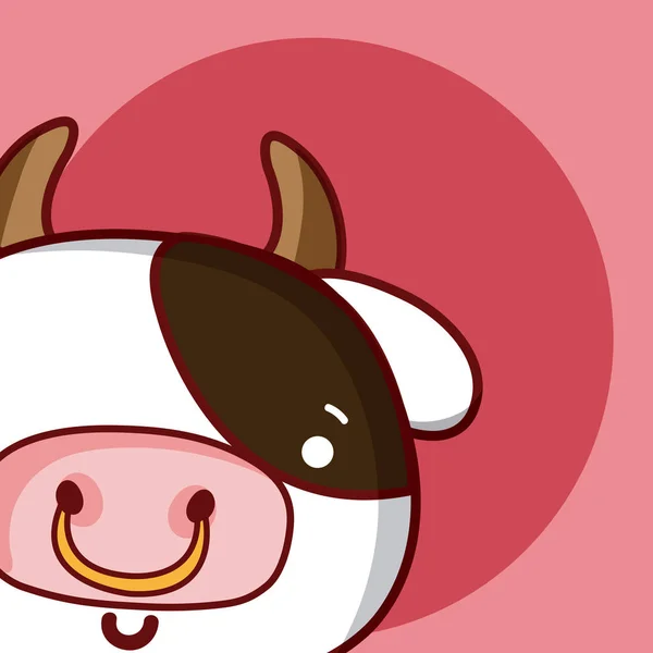 Mucca Carino Animale Cartone Animato Sfondo Colorato Vettore Illustrazione Grafica — Vettoriale Stock