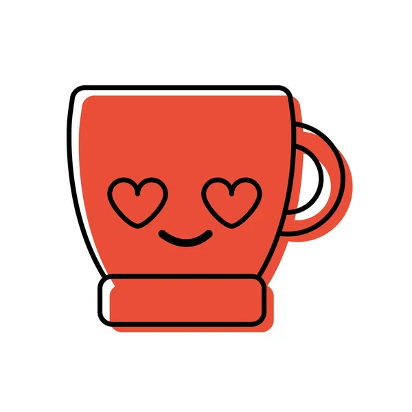 Farbe Kaffeetasse Liebe Kawaii Cartoon Vektor Illustration — Stockvektor