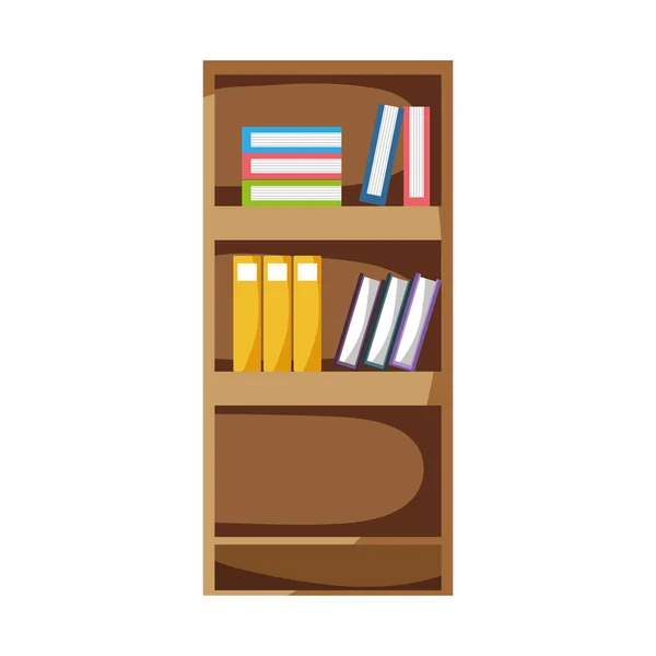 Bildung Bücherregal Mit Büchern Und Ordnern Dokumente Vektor Illustration — Stockvektor
