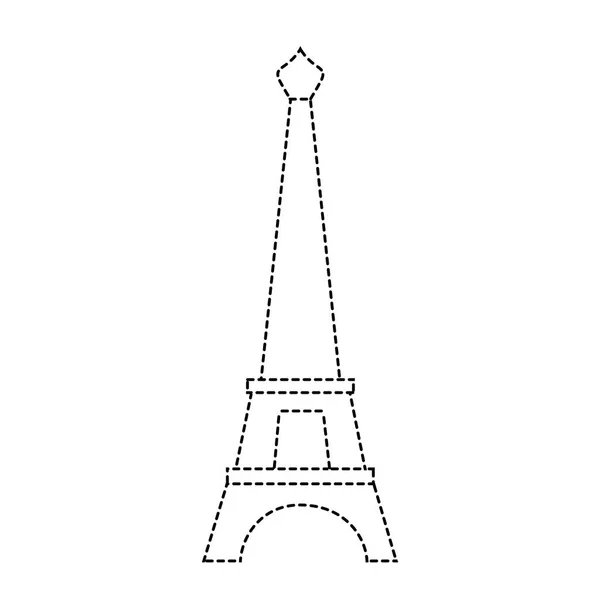 Dotted Shape Eiffel Tower Paris Journey Vacation Vector Illustration — Stock Vector