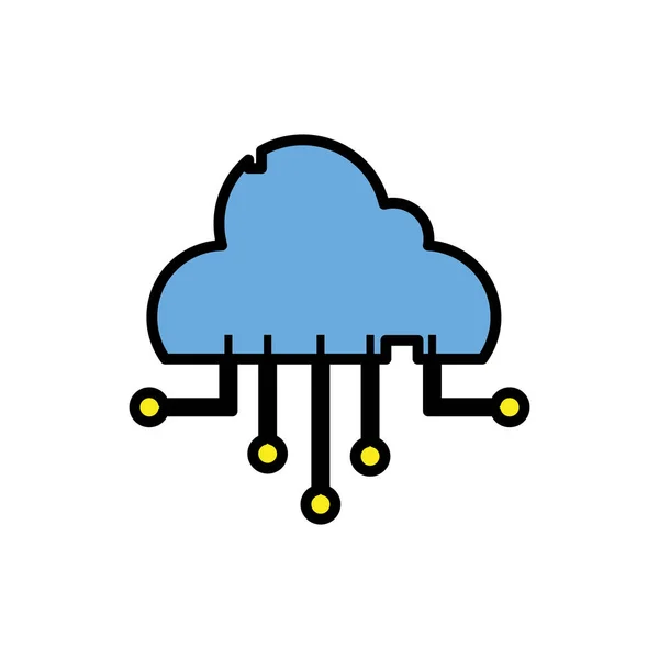 Lijn Kleurgegevens Cloud Netwerk Verbinding Server Vectorillustratie — Stockvector