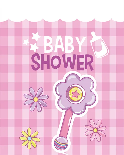 Chuveiro Bebê Rosa Cartão Vetor Ilustração Design Gráfico — Vetor de Stock