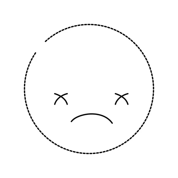Gepunktete Form Kawaii Kopf Mit Niedlichen Traurigen Gesicht Vektor Illustration — Stockvektor
